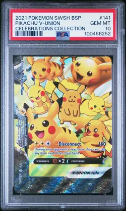 2021 POKEMON SWSH BLACK STAR PROMO CELEBRATIONS COLL #141 PIKACHU V-UNION PSA 10 - Image 1