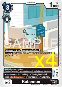4X Digimon Card Game Kabemon EX10-024 Uncommon Sinister Order NM - Image 1