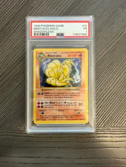 1999 POKEMON GAME #12 NINETALES-HOLO SHADOWLESS PSA 1 - Image 1