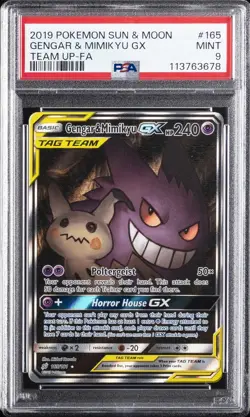 Pokemon Gengar & Mimikyu GX Team Up Alt Art #165 PSA 9 Chaser/Mystery Pack - Image 1