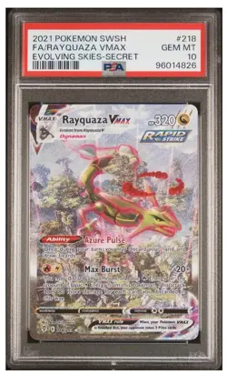 Pokemon Rayquaza VMAX 218/203 Alt Art Evolving Skies PSA 10 Chaser/Mystery Pack - Image 1