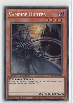 YuGiOh Speed Duel GX: Duelists of Shadows Secret Rare #SGX3-ENI19 Vampire Hunter - Image 1