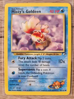Misty's Goldeen 85/132 Pokemon Card Gym Heroes Set Unlimited - WOTC 2000 - LP/NM - Image 1