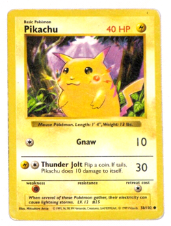 Pikachu 1995 Base Set Pokemon Card Shadowless Red Cheeks Rare 58/102 - Image 1