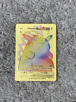 Pokemon Pikachu VMax HP310 G-Max Volt Tackle Rainbow Gold Foil Fan Art Card - Image 1