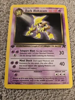 Pokemon Dark Alakazam 1st Edition Team Rocket Rare Card 18/82 Unplayed - Image 1