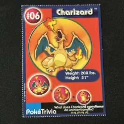 Pokemon 1999 PokeTrivia #06 Charizard Card Mewtwo Strikes Back Movie Scene 1 CUT - Image 1