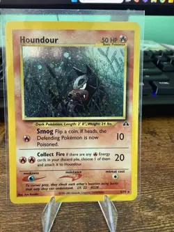 Pokemon TCG Houndour Neo Discovery Holo Rare Card 5/75 Vintage LP - Image 1