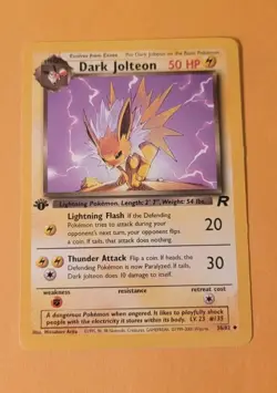 Pokemon Card 1st Edition Dark Jolteon 38/82 - Team Rocket 2000 WoTC Vintage - Image 1