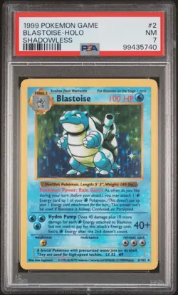 PSA 7 NEAR MINT 1999 POKEMON GAME #2 BLASTOISE-HOLO SHADOWLESS BASE - Image 1