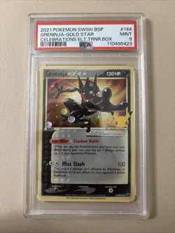 2021 Pokemon SWSH BSP Greninja Gold Star Celebrations Card #144 Mint 9 - Image 1