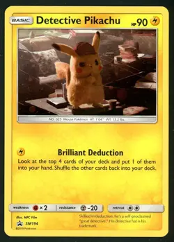 Pokemon Card Detective Pikachu SM194 Holo Foil Promo NM - Image 1