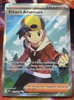 Pokemon TCG Ethan's Adventure Full Art Trainer Card 221/182 Destined Rivals - Image 1