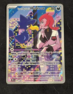 Pokemon TCG Destined Rivals Team Rockets Murkrow Card 200/182 IR Mint Condition - Image 1