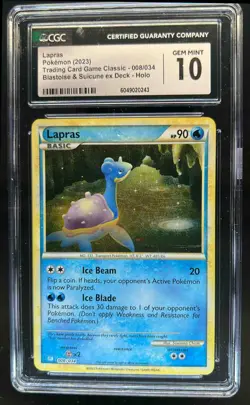 2023 Pokemon Classic Lapras Blastoise & Suicune ex Deck Holo #008/034 CGC 10 - Image 1