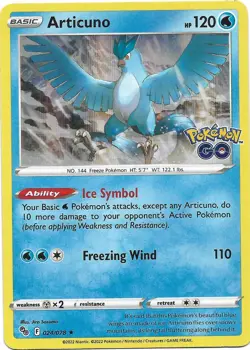 Articuno 24/78 Holo Rare Pokemon Go Pokemon TCG Card - Image 1