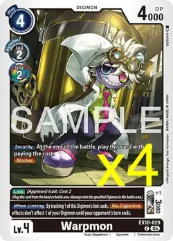 4X Digimon Card Game Warpmon EX10-029 Common NM - Image 1