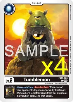 4X Digimon Card Game Tumblemon EX10-003 Common NM - Image 1