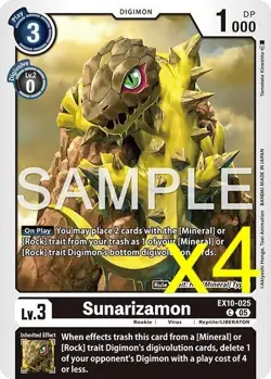 4X Digimon Card Game Sunarizamon EX10-025 Common NM - Image 1