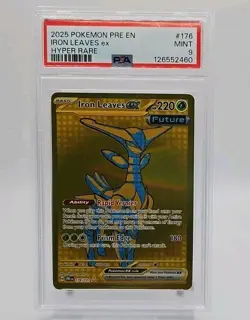 IRON LEAVES EX PSA 9 - 2025 POKEMON PRE EN-PRISMATIC EVOLUTIONS HYPER RARE #176 - Image 1
