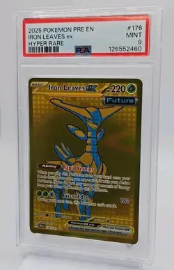 IRON LEAVES EX PSA 9 - 2025 POKEMON PRE EN-PRISMATIC EVOLUTIONS HYPER RARE #176 - Image 2