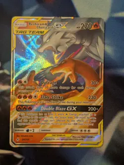 Pokemon Reshiram & Charizard GX 20/214 SM Unbroken Bonds Holo Full Art Rare MP - Image 1