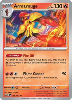 Armarouge 015/091 Reverse Holo Rare LP-NM - Pokemon TCG S&V Paldean Fates PAF - Image 3