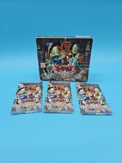 YUGIOH METAL RAIDERS MRD - USED EMPTY BOOSTER BOX - With 3 Wrappers Empty Packs - Image 1