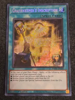 Yugioh Gravekeeper’s Inscription PHHY-EN000 Secret Rare 1st Ed NM - Image 1
