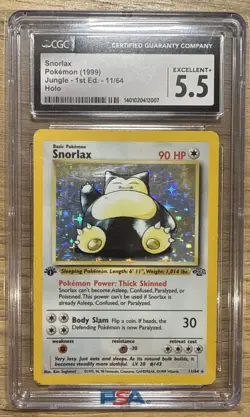 Pokemon TCG Jungle Snorlax 11/64 Holo Card Graded CGC 5.5 - Image 1