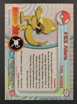 ABRA #63 - BLUE Logo - NON-HOLO - SERIES 1 - TOPPS Pokemon Card - Image 2