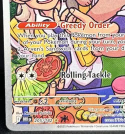 Arven's Greedent 205/182 Full Art Destined Rivals Pokemon Card TCG - Image 5