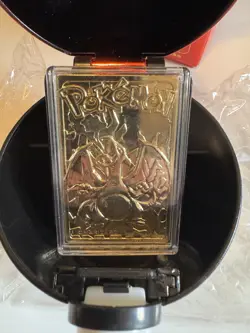 23K Gold Plated CHARIZARD Trading Card 1999 Burger King Pokemon Ball - Image 1