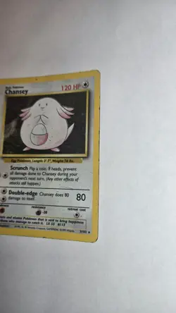 Chansey 003/102 Base Set Holo Pokemon Card - Ungraded - Heavily Played - Image 2