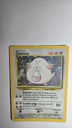 Chansey 003/102 Base Set Holo Pokemon Card - Ungraded - Heavily Played - Image 5