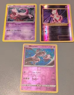 3-Pokemon Mewtwo Evolutions 3 Card Lot-Holos-Pack Fresh Unplayed Condition - Image 1
