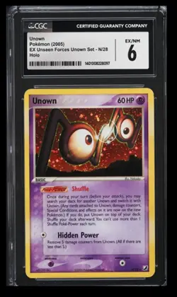 2005 Pokemon EX Unseen Forces Unown Set Unown CGC 6 English #N/28 Holo - Image 1