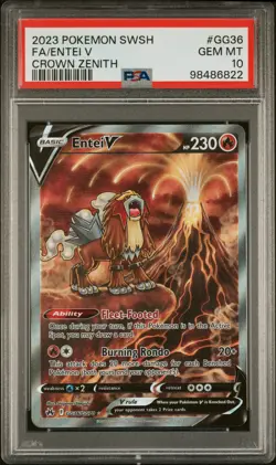 2023 POKEMON SWORD & SHIELD CROWN ZENITH #GG36 FULL ART/ENTEI V PSA 10 - Image 1