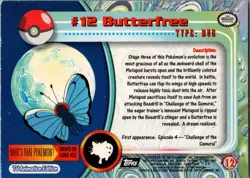 topps Pokemon TV Animation Series 1 Foil #12 Butterfree - Image 2