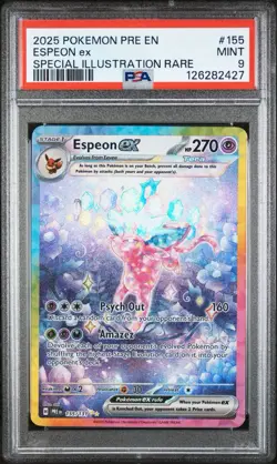 2025 Pokemon Prismatic Evolutions Espeon EX #155/131 SIR PSA 9 - Image 1