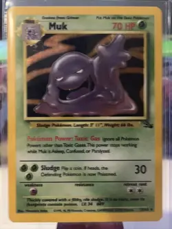 Pokemon TCG Muk Fossil 13 Holo Unlimited Holo Rare MP 4 - Image 1