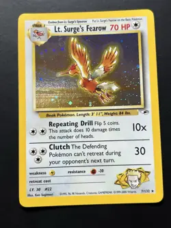 Pokemon TCG - Lt. Surge's Fearow Holo Rare 7/132-NM-Gym Heroes - Image 1