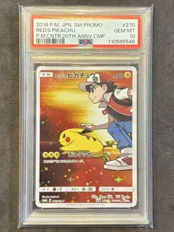 PSA 10 Red's Pikachu 270/SM-P Promo Card Pokemon Center Exclusive - Image 1