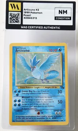 WAG Certified Nm Articuno 2/62 Fossil Holo Pokemon Slab Tcg Vintage Card - Image 1