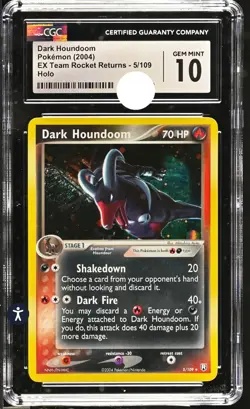 CGC 10 Dark Houndoom Holo Team Rocket Returns 2004 Pokemon 5/109 - Image 1