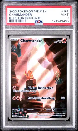2023 POKEMON MEW EN-151 ILLUSTRATION RARE #168 CHARMANDER PSA 9 - Image 1