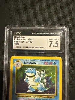 Pokemon Card Blastoise Base Set Rare Holo CGC 7.5 WOTC 1999 2/102 Rare TCG - Image 2