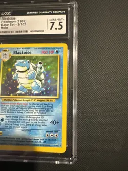 Pokemon Card Blastoise Base Set Rare Holo CGC 7.5 WOTC 1999 2/102 Rare TCG - Image 3