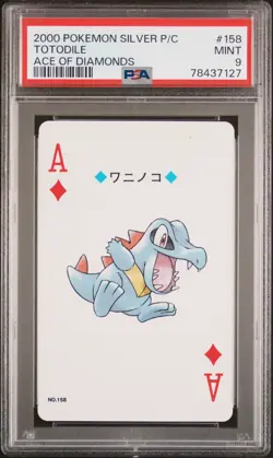 2000 Pokemon Silver Version Japanese Playing Cards Poker 158 Totodile PSA 9 - Image 1