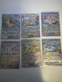 Pokemon TCG Set of 6 Eevelutions Ex Double Rare Cards From Prismatic Evolutions - Image 1